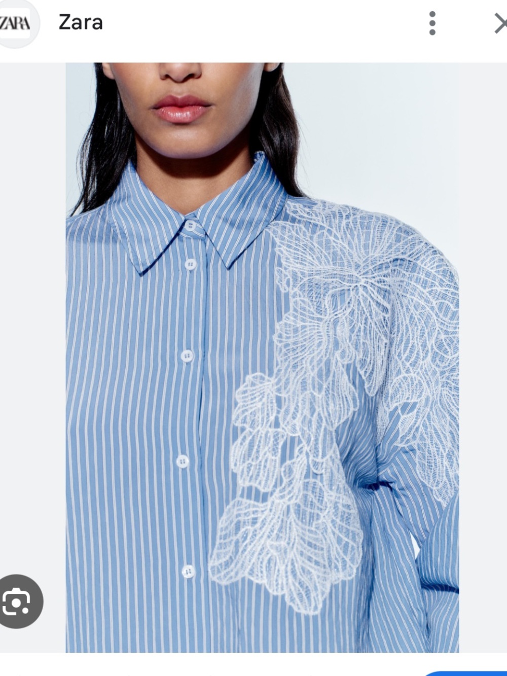 Zara Light Blue and White Striped Button-Down Shirt